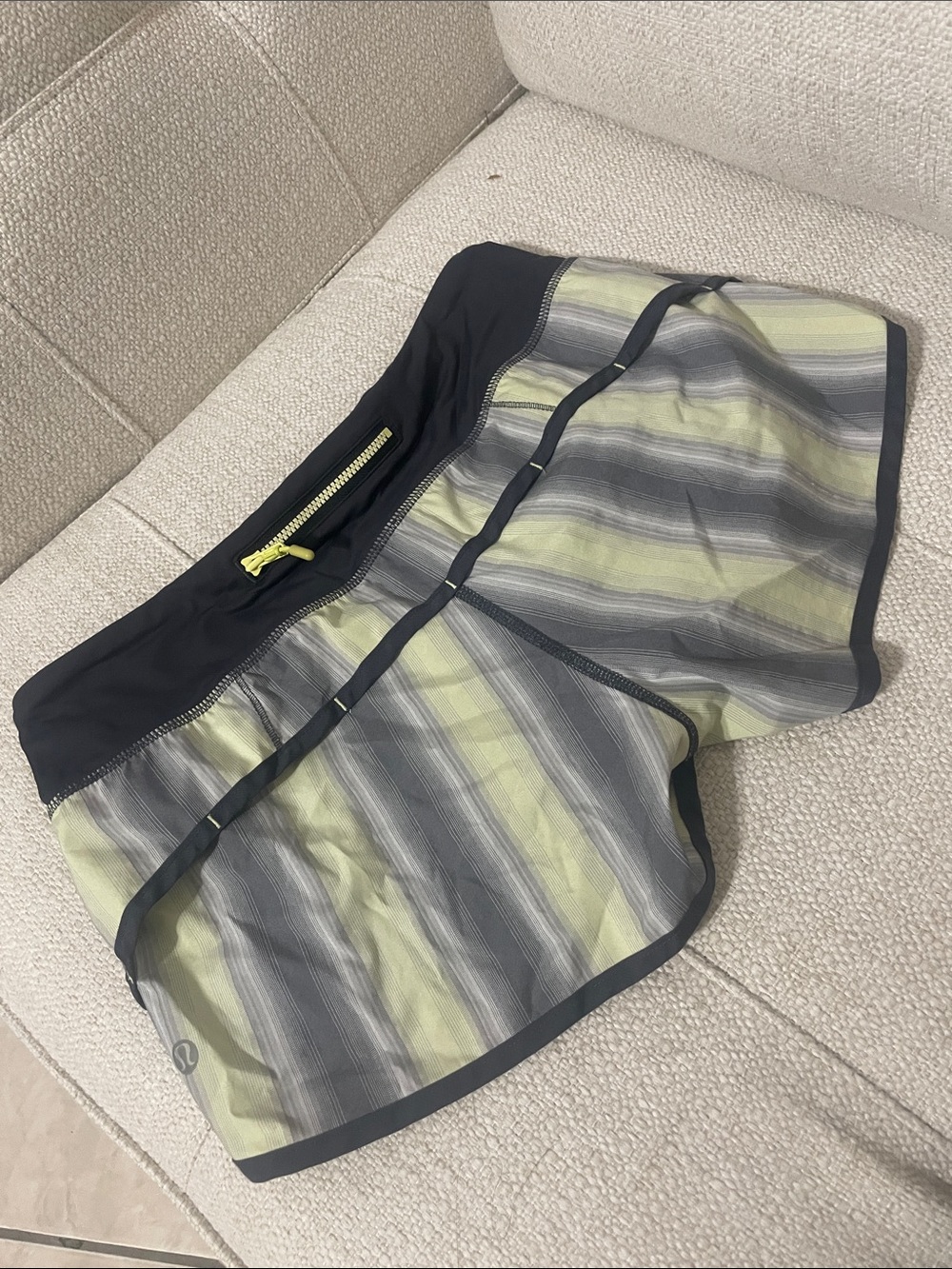 lululemon athletica Black and Light Green Striped Athletic Skirt